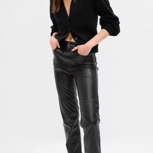 Sky High Rise Faux Leather Cheeky Straight Pants - NWT